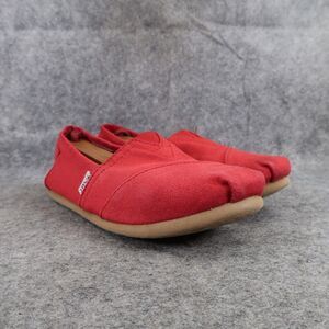 Toms Shoes Womens 7 Flats Slip On Casual Canvas Red Lifestyle Alpargatas Comfort